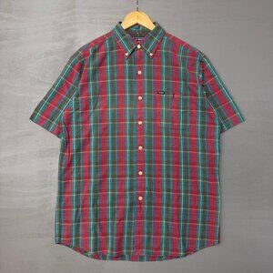 Vintage Polo Sport Sportsman Plaid Short‎ Sleeve Button Up Shirt Medium
